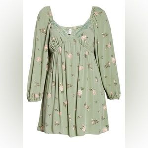 BP. Lace Trim Long Sleeve Babydoll Dress (Plus Size)